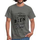 T-shirt chrétien Homme :  Romains 8.28 - gris graphite
