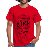 T-shirt chrétien Homme :  Romains 8.28 - rouge