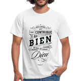 T-shirt chrétien Homme :  Romains 8.28 - blanc