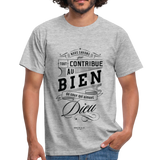 T-shirt chrétien Homme :  Romains 8.28 - gris chiné