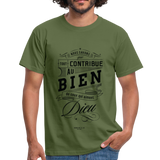 T-shirt chrétien Homme :  Romains 8.28 - vert militaire