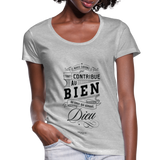 T-shirt chrétien Femme : Romains 8.28 - gris chiné