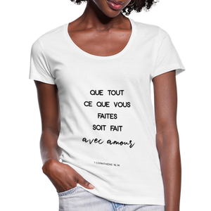 T-shirt chrétien Femme : 1 Corinthiens 16.14 - blanc