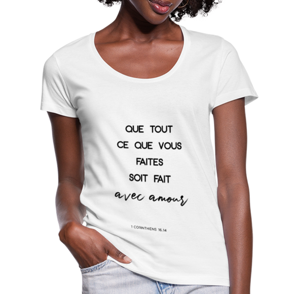 T-shirt chrétien Femme : 1 Corinthiens 16.14 - blanc