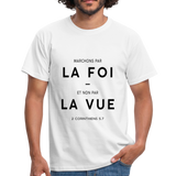 T-shirt chrétien Homme : 2 Corinthiens 5:7 - blanc