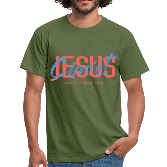 T-shirt chrétien Homme : Jesus Christ - vert militaire