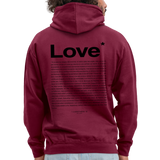 Sweat-shirt à capuche chrétien : Love - bordeaux